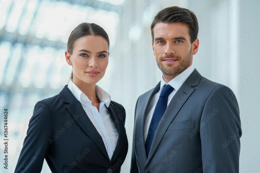 Business professionals posing confidently indoors Business professionals posing confidently indoors