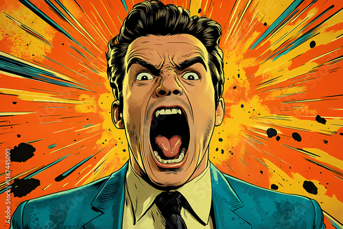 pop art style business man portrait 