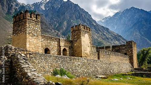 Ancient Altit Fort in Hunza Valley, Majestic Mountain Backdrop, Cultural Heritage