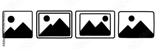Obraz na płótnie panorama vector illustration set of image pics button icon design w salonie