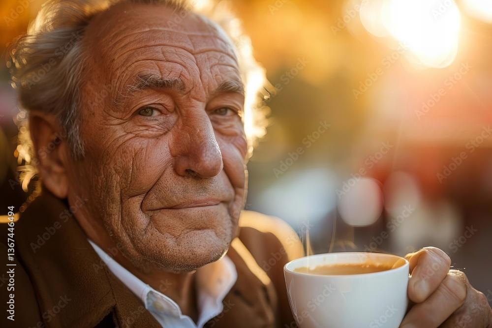 Middle-aged man participating in a virtual job interview via online video conference while enjoying a cup of coffee. Middle-aged man participating in a virtual job interview via online video conference while enjoying a cup of coffee.