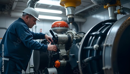 Engineer Conducting Detailed Equipment Inspection