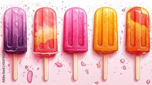 summer popsicle isolated,cartoon illustration style