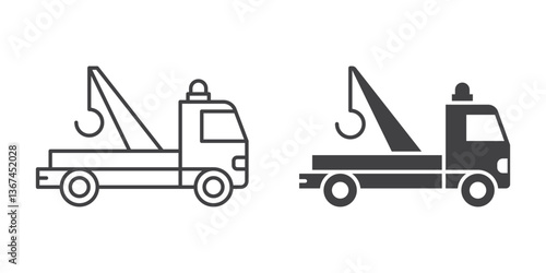 Tow track icon in flat style. Service car vector illustration on isolated background. Transport sign business concept.