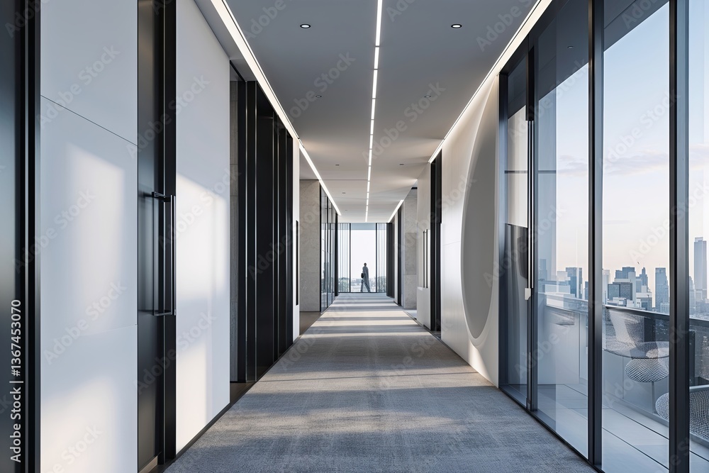 Minimalist Architecture and Modern Workspace Design in a Sleek Business Corridor Minimalist Architecture and Modern Workspace Design in a Sleek Business Corridor
