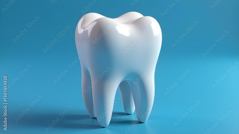 White tooth on a blue background, symbol of dental health White tooth on a blue background, symbol of dental health