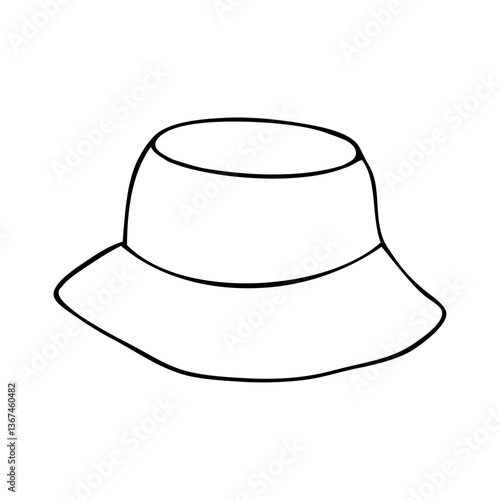 Sombrero de pescador con líneas de color negro y relleno de color blanco 