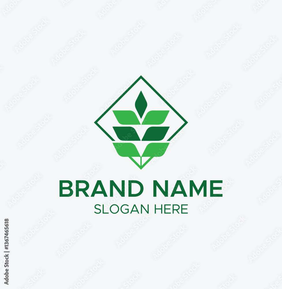 Fototapeta premium Organic Agriculture Logo – Natural Leaf and Geometric Shape