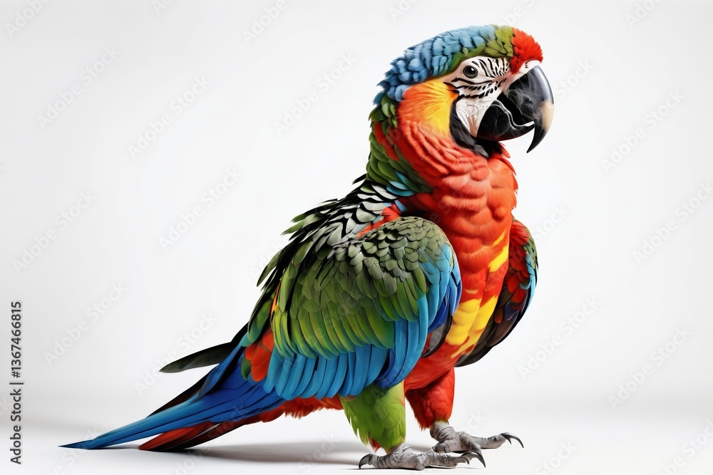 Fototapeta premium Colorful macaws with blue, yellow, and red feathers in a tropical wildlife setting