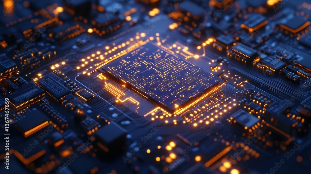 Quantum Computing AI Chip with Intricate Circuits Illustration. Quantum Computing AI Chip with Intricate Circuits Illustration.