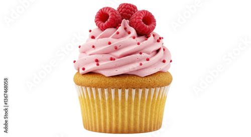 Isolated Raspberry Cupcake with Sprinkles