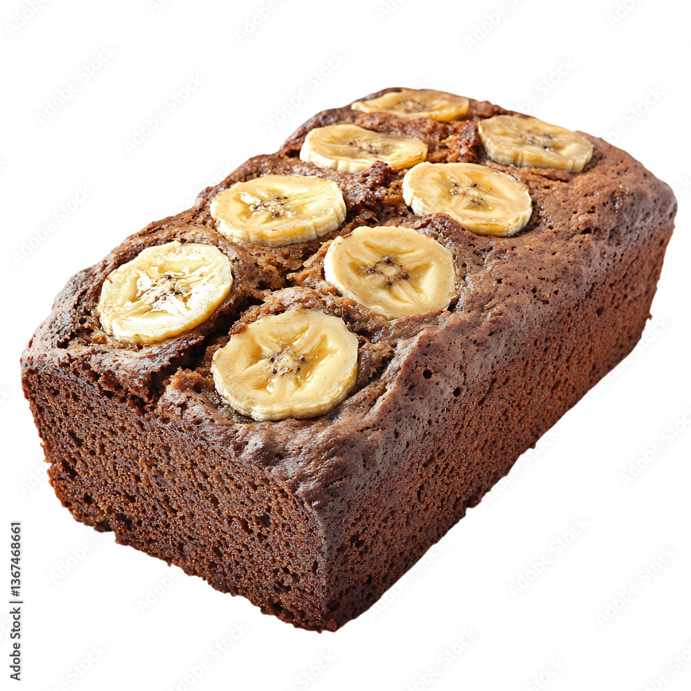 A Rustic Banana Bread Loaf With Sliced Bananas Isolated on Transparent Background A Rustic Banana Bread Loaf With Sliced Bananas Isolated on Transparent Background