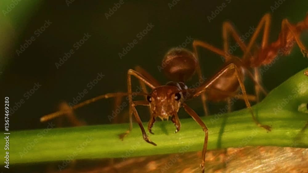 Indian Red Weaver Ant, Horizontal Slow Motion Video Footage, India Indian Red Weaver Ant, Horizontal Slow Motion Video Footage, India