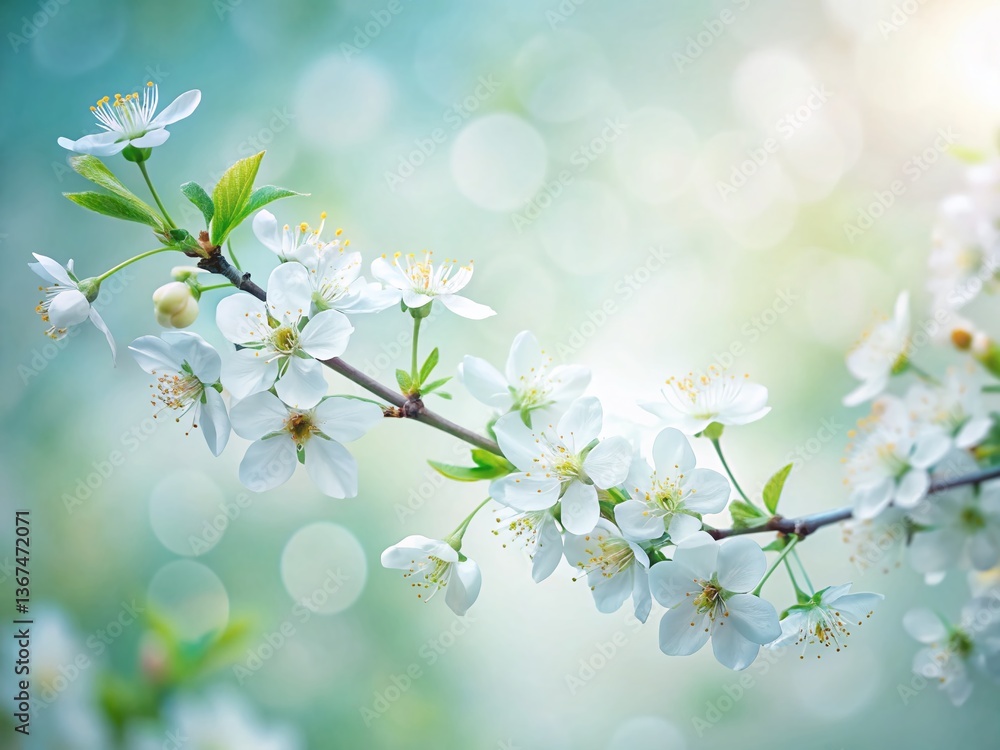 Delicate White Spring Blossoms: Soft Focus Floral Border Stock Photo Delicate White Spring Blossoms: Soft Focus Floral Border Stock Photo
