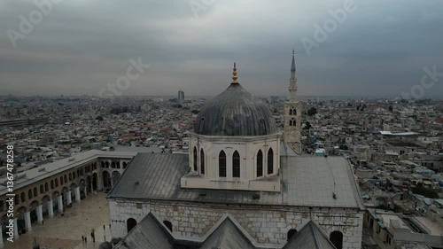 Aerial view of the Umayyad Mosque in Damascus.