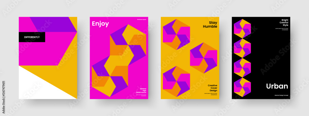 Obraz premium Creative Business Presentation Template. Geometric Report Layout. Modern Book Cover Design. Poster. Banner. Brochure. Flyer. Background. Portfolio. Pamphlet. Journal. Handbill. Brand Identity