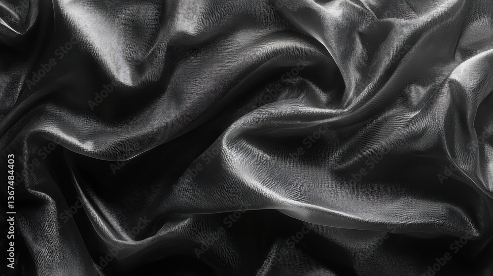Fototapeta premium wrinkled black transparent plastic bag texture thin dark gray wrap film background