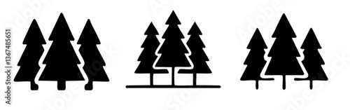 Obraz na płótnie set vector illustration of a silhouette of a tree icon design w salonie
