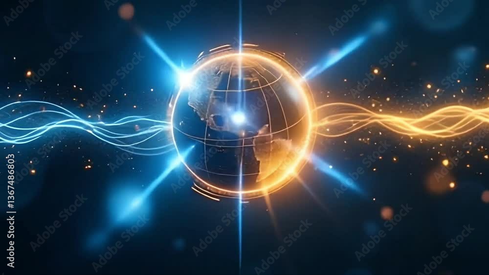 Global Energy Network Futuristic Digital Earth Connection Global Energy Network Futuristic Digital Earth Connection