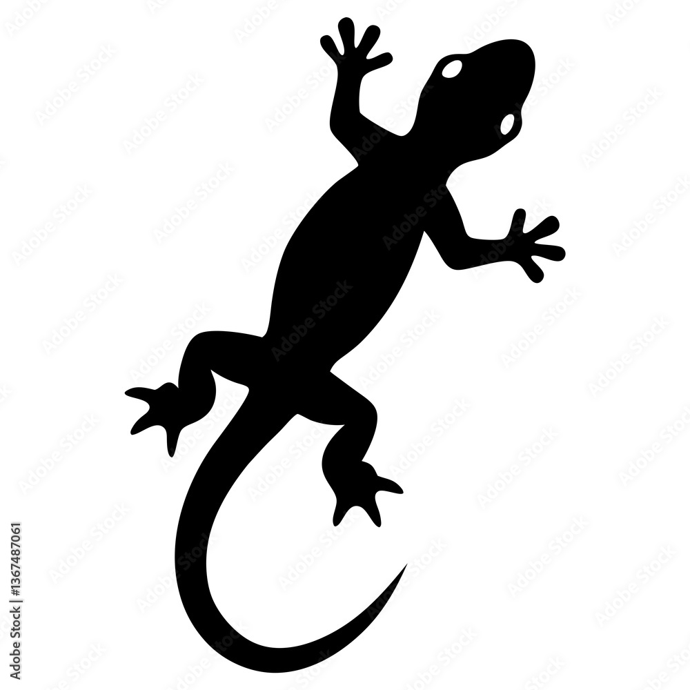 Obraz premium A vector silhouette of a gecko climbing a wall, its toes gripping 