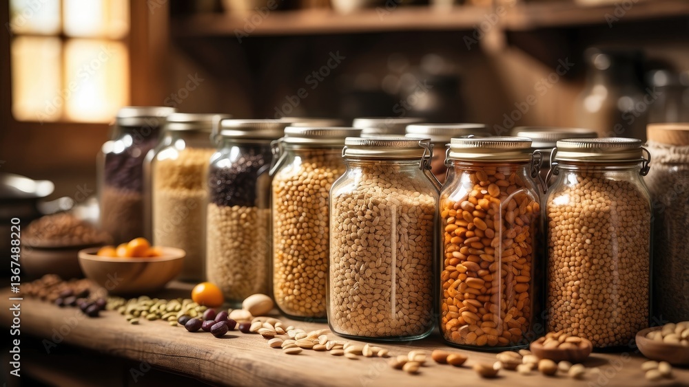 someone holding a box full of food and jars of beans someone holding a box full of food and jars of beans