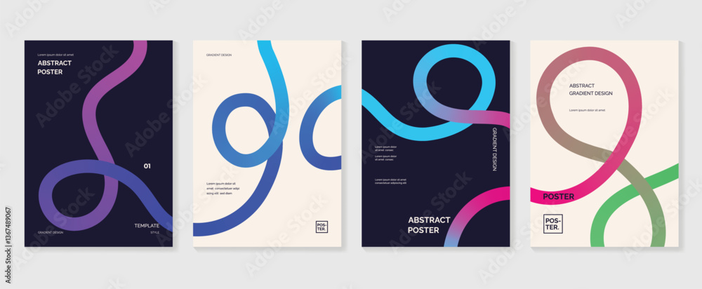 Fototapeta premium Music poster design background vector set. Electro Sound Cover template with vibrant abstract gradient geometric shape. Ideal design for social media, flyer, party, music festival, club.