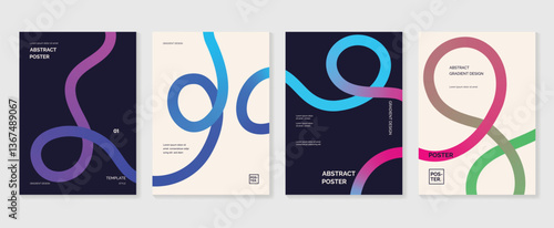 Music poster design background vector set. Electro Sound Cover template with vibrant abstract gradient geometric shape. Ideal design for social media, flyer, party, music festival, club.