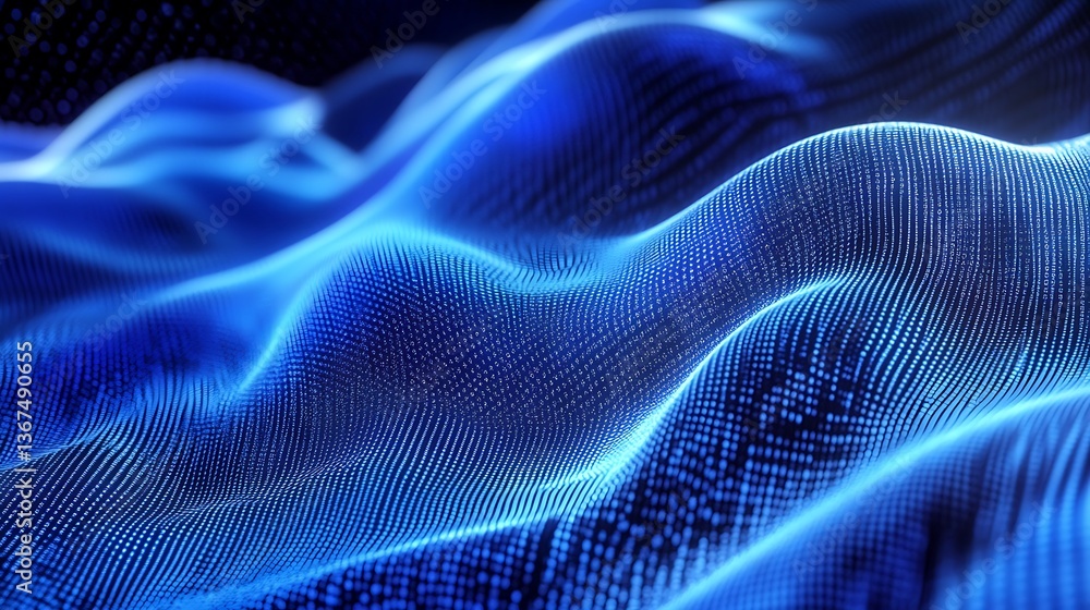Abstract Digital Landscape with Flowing Blue Data Points and Dark Background Abstract Digital Landscape with Flowing Blue Data Points and Dark Background