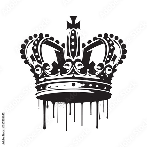 Majestic crown artwork with dripping paint effect for royal themed design