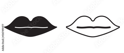set of lips icon. vector illustration of a female lips.