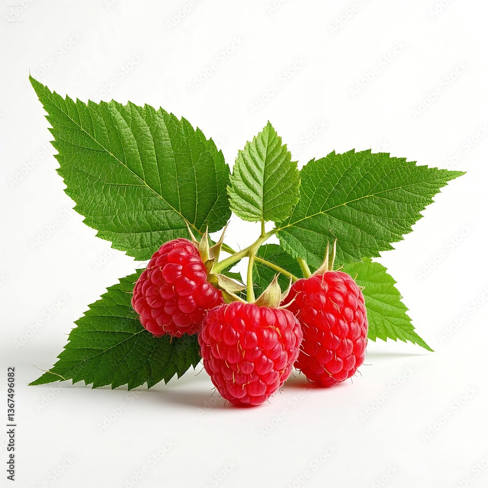 A separate sprig of raspberries with berries A separate sprig of raspberries with berries
