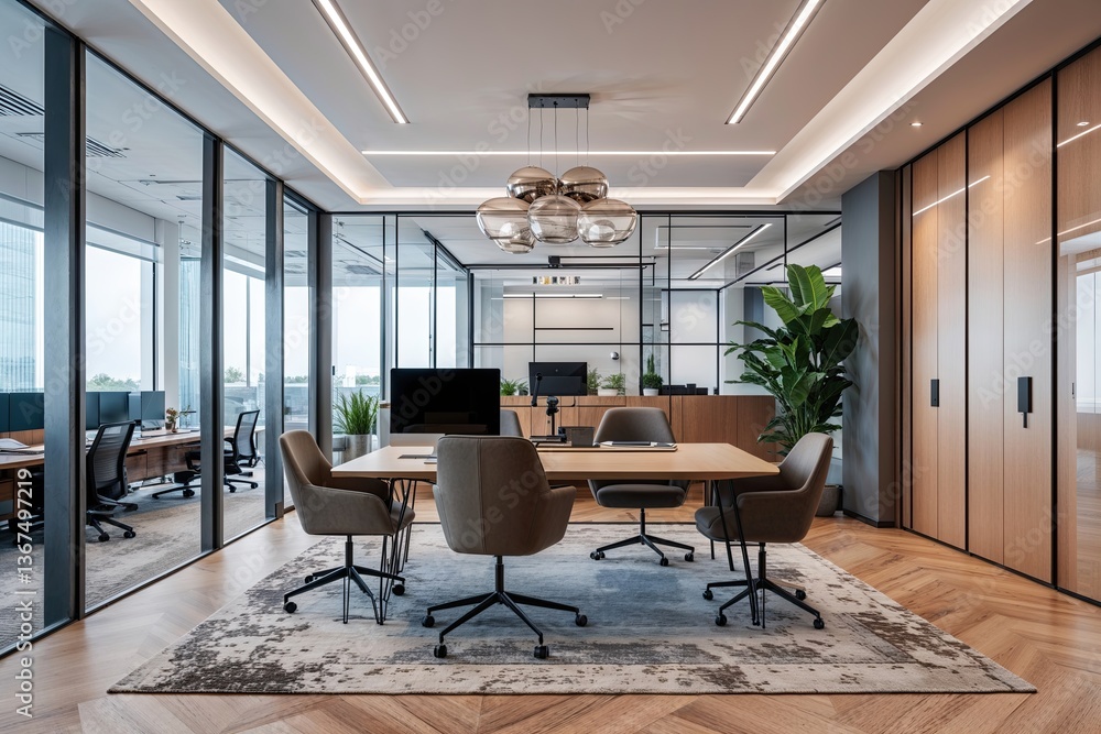 Fototapeta premium Chic Contemporary Office Designs for Professional Work Environments