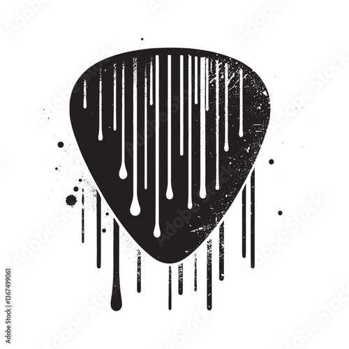 Abstract composition with a grunge style triangular element and paint drips