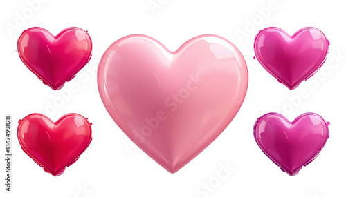 Wallpaper Mural 3D heart featuring pastel gradient colors in red, pink, and purple png Torontodigital.ca