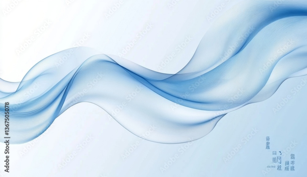 Fototapeta premium Light blue flowing abstract waves graphic design background