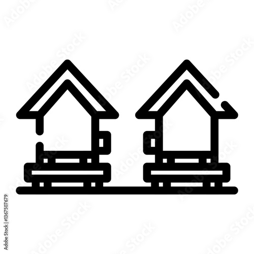 chicken coops cut line icon