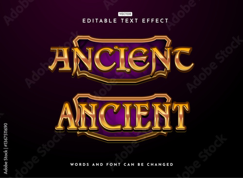 fantasy ancient medieval golden 3d game logo text effect