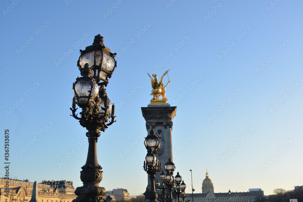Architecture of the Pont Alexandre III bridge over the Seine river, Paris. France Architecture of the Pont Alexandre III bridge over the Seine river, Paris. France