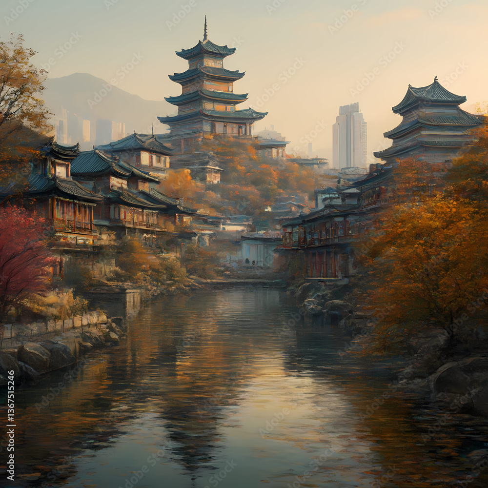 Obraz premium Traditional buildings in harmony with modern buildings - Seoul