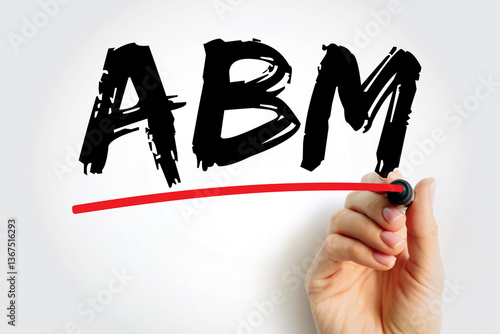 Wallpaper Mural ABM Account Based Marketing - business marketing strategy that concentrates resources on a set of target accounts within a market, acronym text concept background Torontodigital.ca