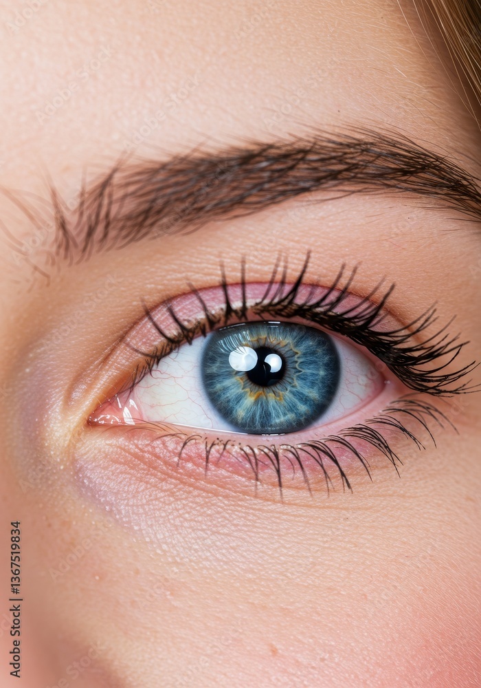 Naklejka premium Captivating macro image showcasing the expressive beauty of a striking blue human eye
