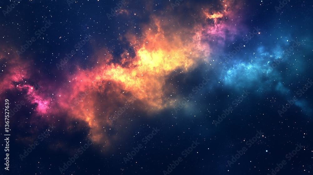Fototapeta premium Colorful, stars and space background, universe wallpaper. Generative Ai