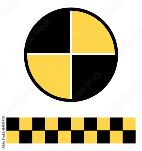 Crash test sign symbol on white background. Crash test dummy symbol. Automotive safety icon. Technical inspection mark. Laboratory testing icon. Road safety checkered sign. Vector illustration

