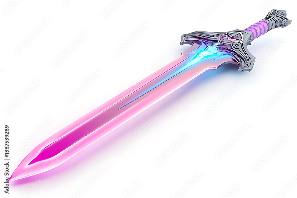 3D Elegant Energy Rapier with a Neon-Edged Blade. 3D Elegant Energy Rapier with a Neon-Edged Blade.