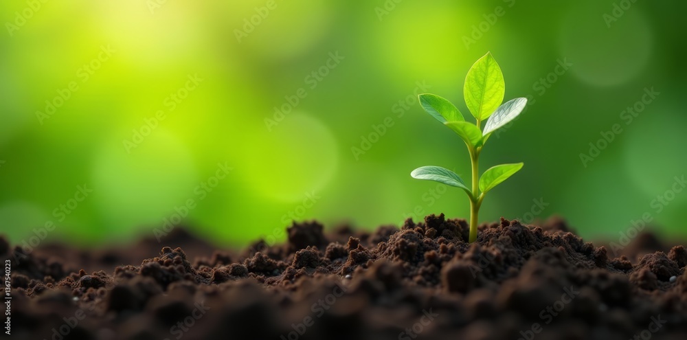 Naklejka premium Close-up of dollar bills sprouting from fertile soil with green plants, wealth, earnings