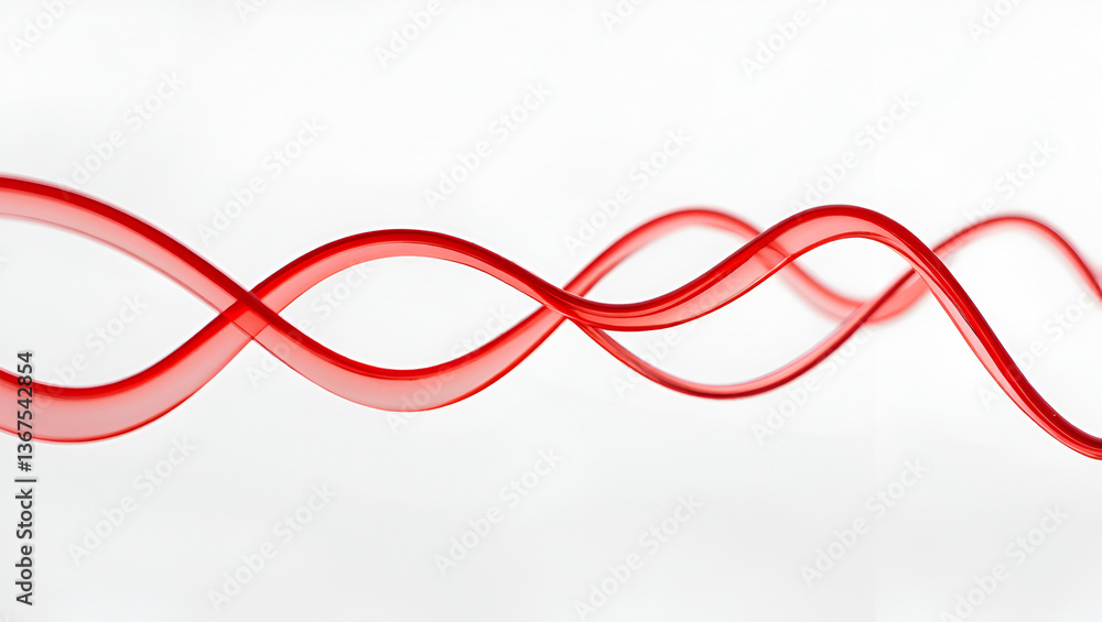 Fototapeta premium Glossy Intertwined Red Ribbons on White Background