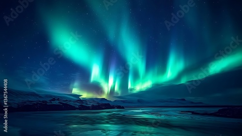 Wallpaper Mural Witness Aurora Borealis Display Dancing Across Night Sky Over Frozen Landscape Torontodigital.ca