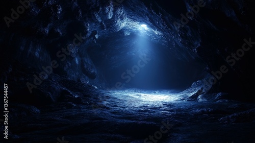 Wallpaper Mural Glowing organic compounds in a mysterious underground cave, rocky textures bathed in faint light beams, evoking a sense of discovery. Torontodigital.ca