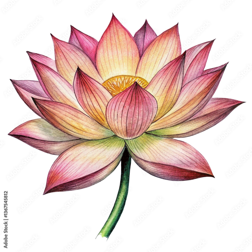 Naklejka premium Title: Serene lotus flower floating on water with delicate pink and white petals 