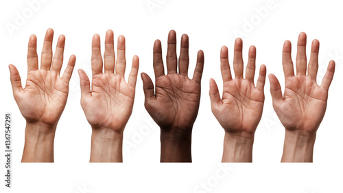 diversity hands, unity concept on white background.
